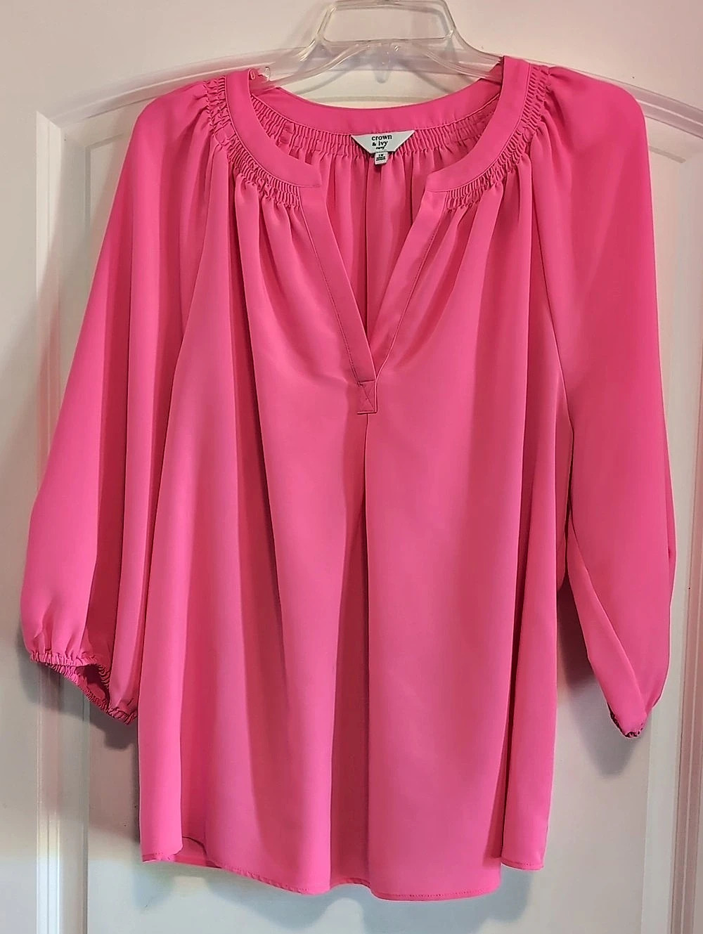 Crown & Ivy Pink Long Sleeve Tunic Size XL EUC